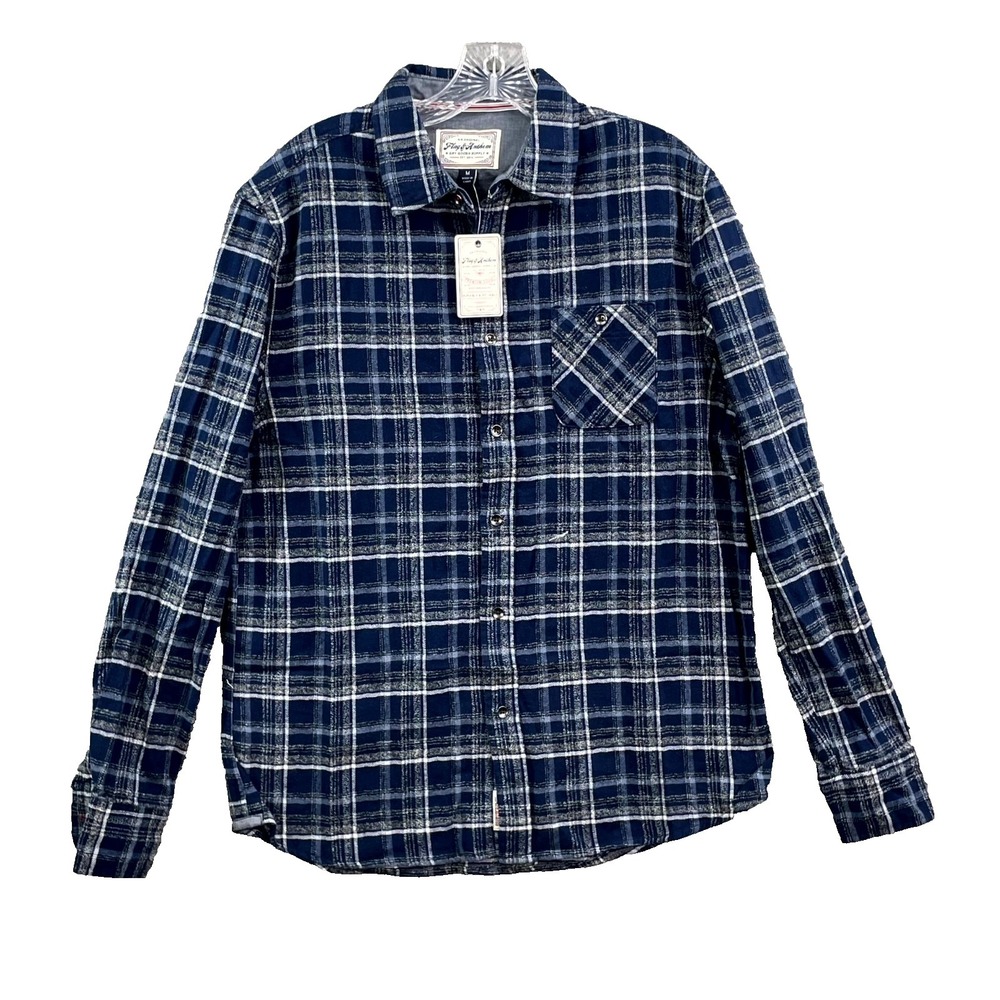 Flag & Anthem Flannel Shirt Mens Medium Plaid Cotton‎ Classic Corpore Minimalist